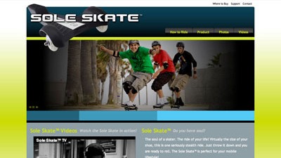 Screenshot of Sole Skate Microsite project