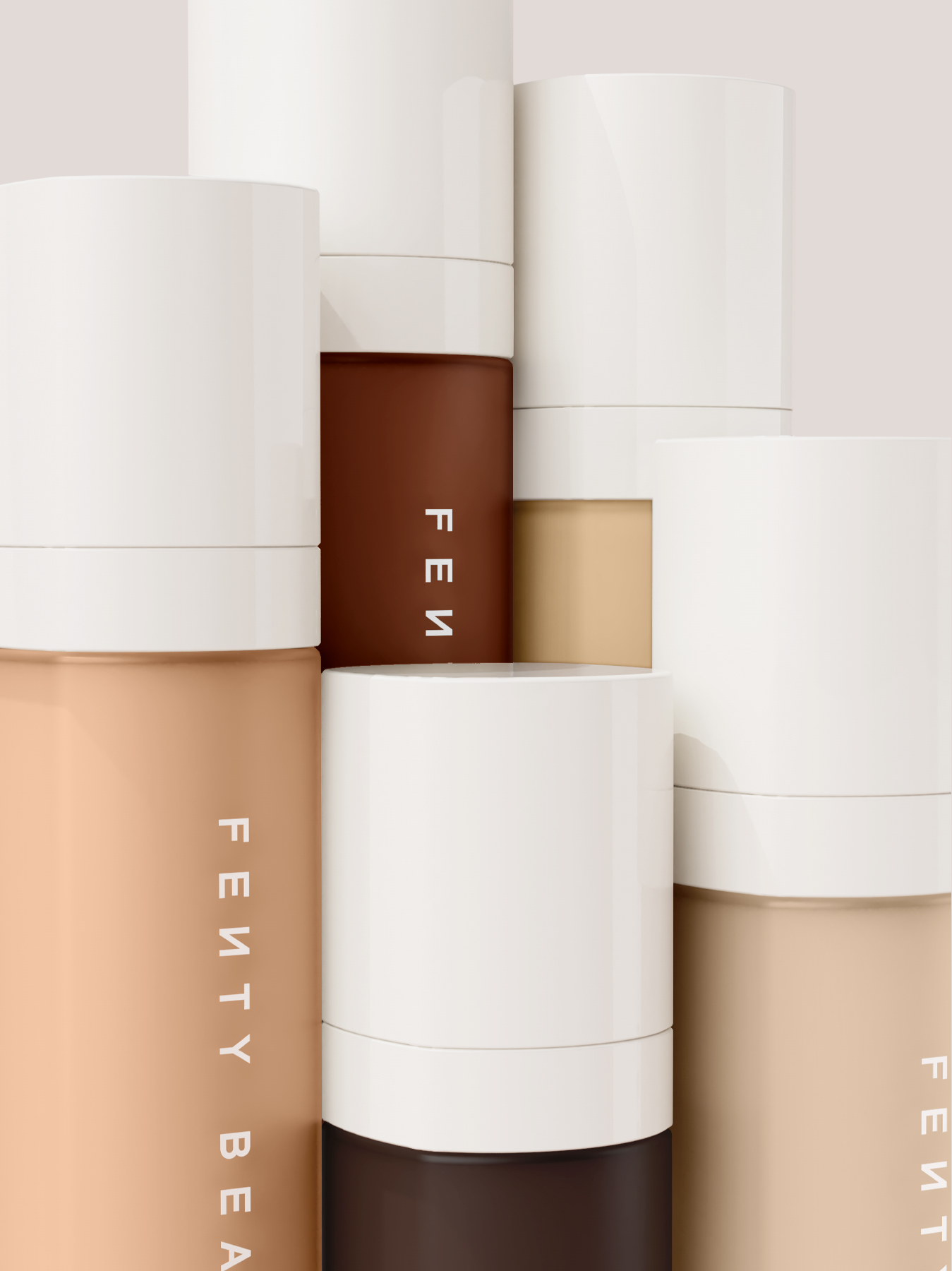 Our logo, packaging and graphic language for Fenty Beauty. Hats