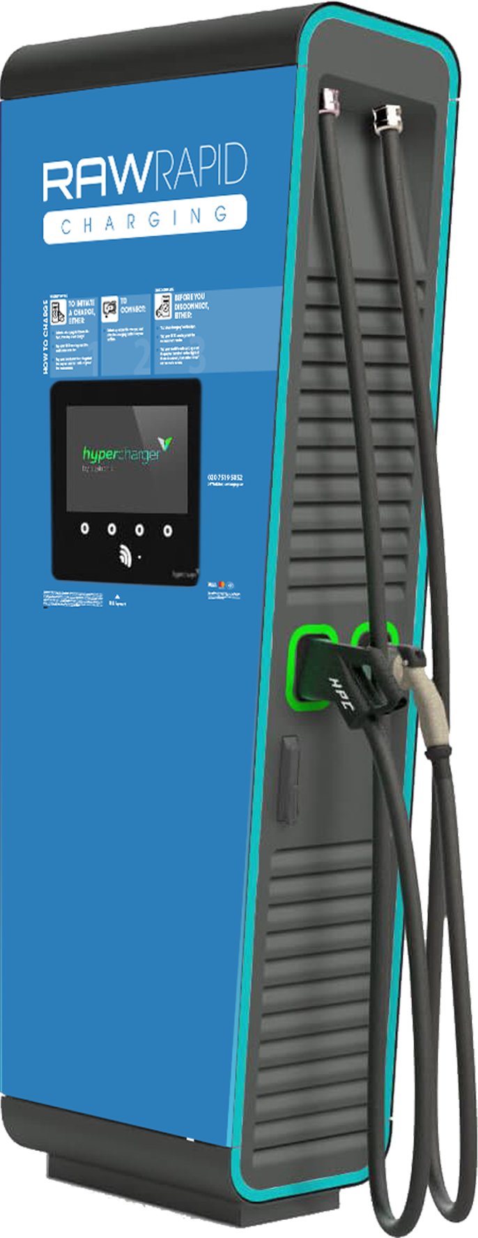 angled view of a ultra fast charger