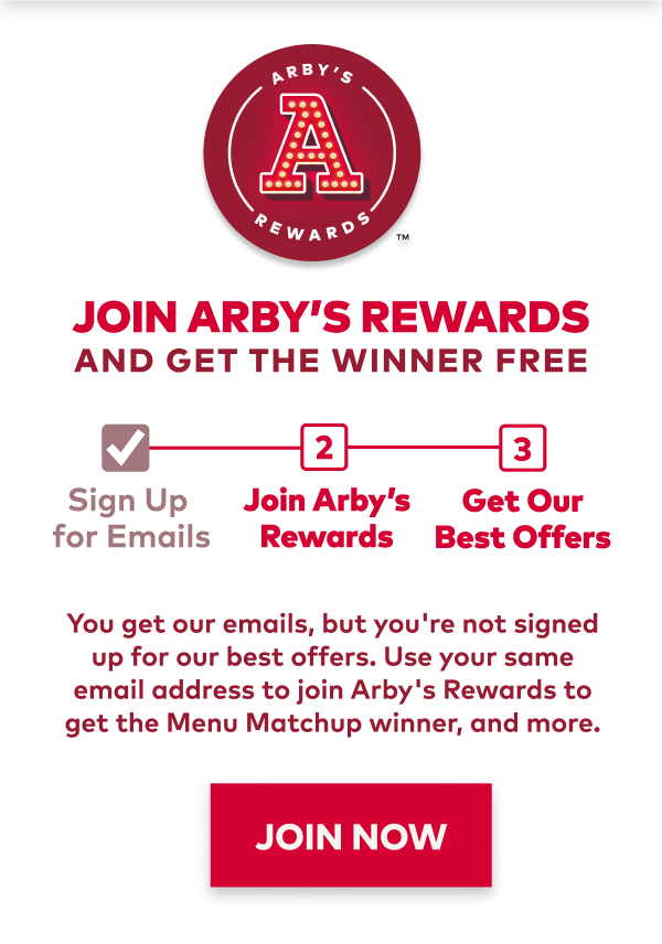 Join Arby's rewards and get the winner free