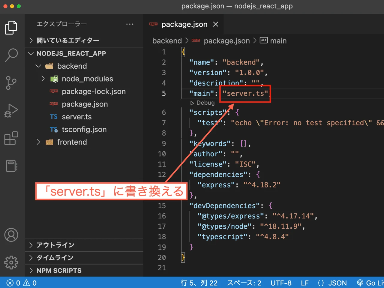 package.jsonの「