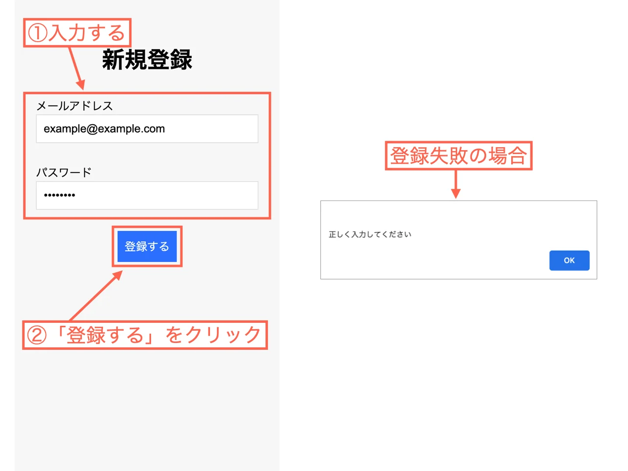 試しにユーザー登録してみる