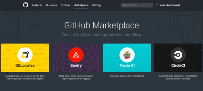 The GitHub Marketplace lets you install GitHub Apps from third-party developers