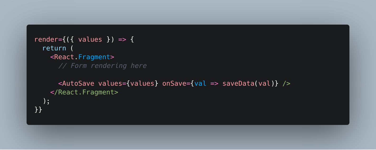 Example usage of the custom AutoSave component