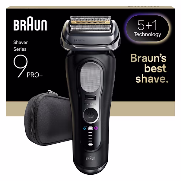 Holicí strojek Braun Series 9 PRO+ 9600s s cestovním pouzdrem a nabíjecím stojánkem. Holicí strojek Braun Series 9 PRO+ 9600s s cestovním pouzdrem a nabíjecím stojánkem.