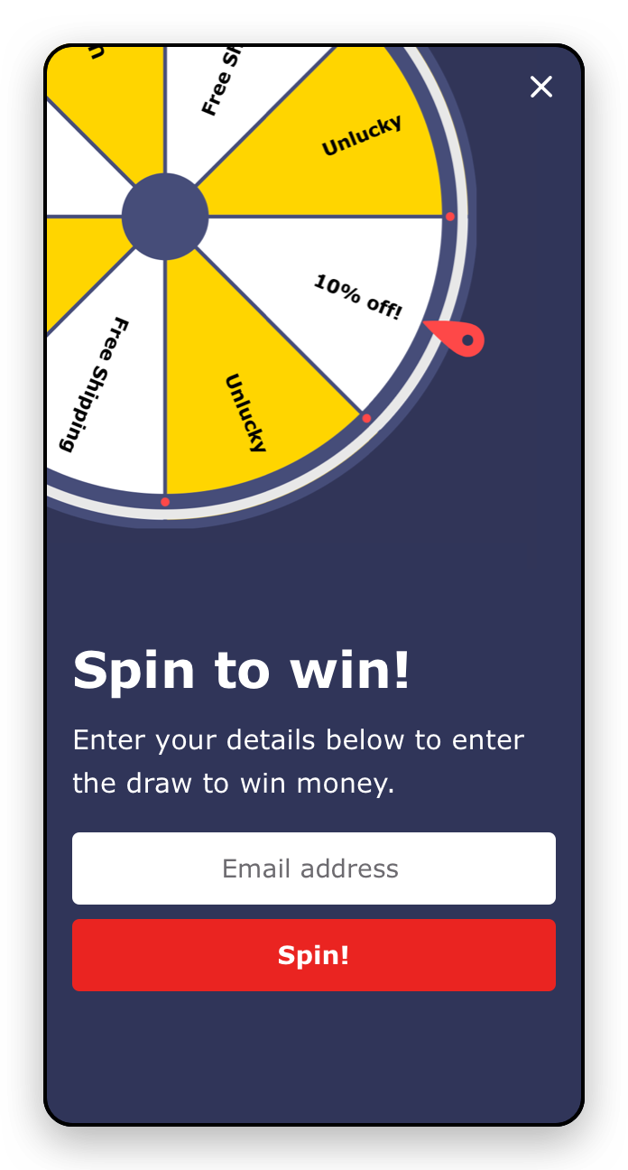 Popups - Spin the wheel mobile