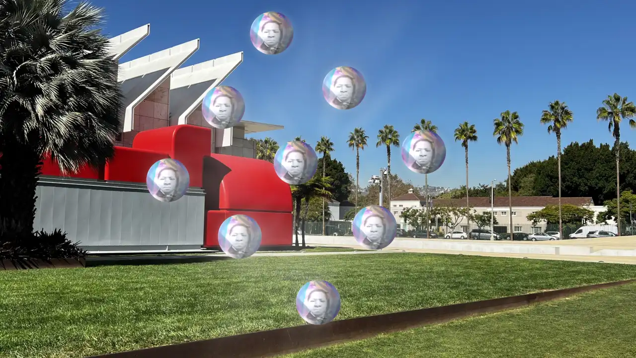 Ada Pinkston, The Open Hand is Blessed, 2021, Snapchat augmented reality Lens, Los Angeles County Museum of Art, commissioned by Los Angeles County Museum of Art and Snap Inc., © Ada Pinkston