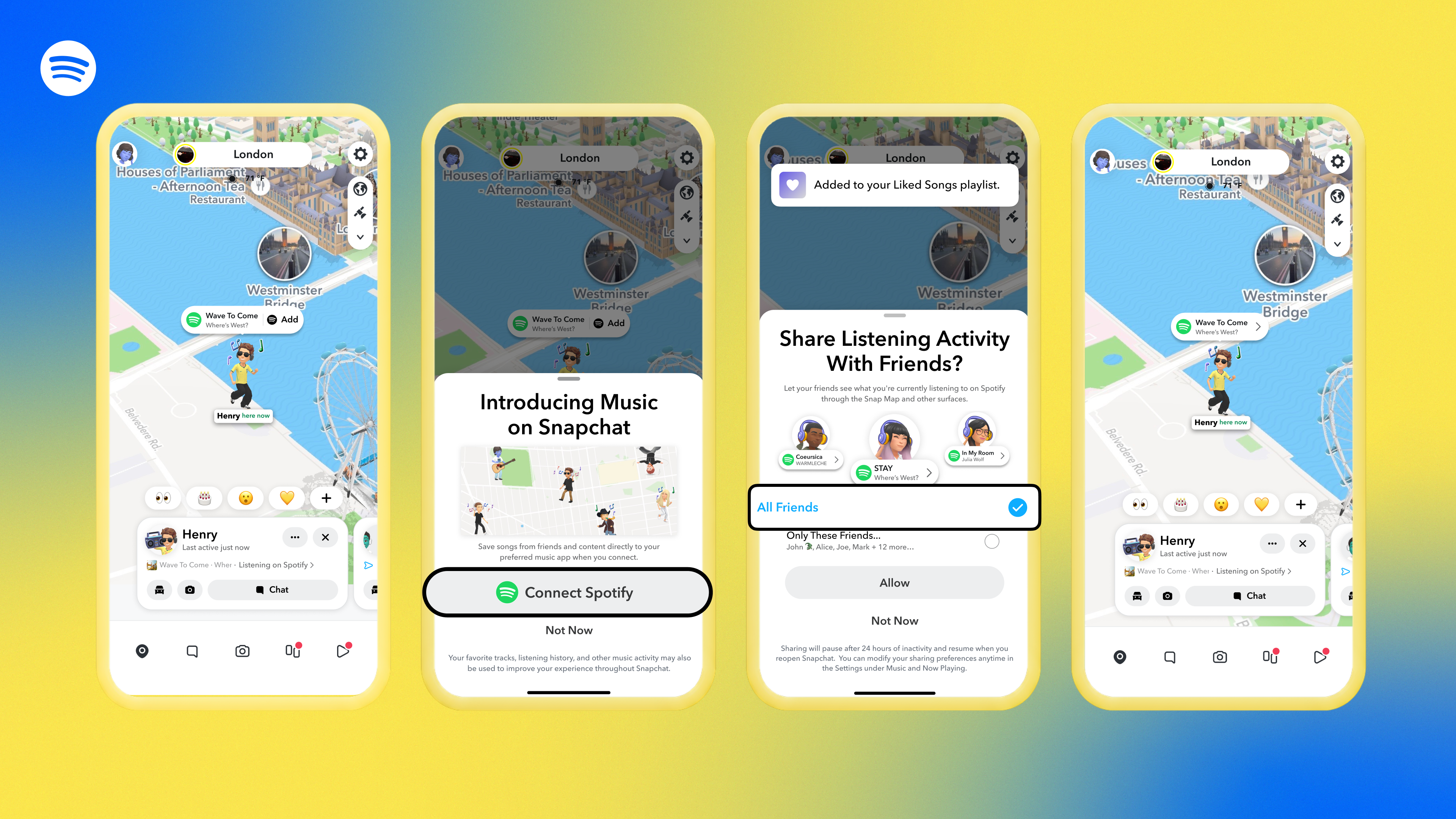 Snapchat launches Now Playing feature with Spotify, enabling real-time music sharing on Snap Map for over 450M users