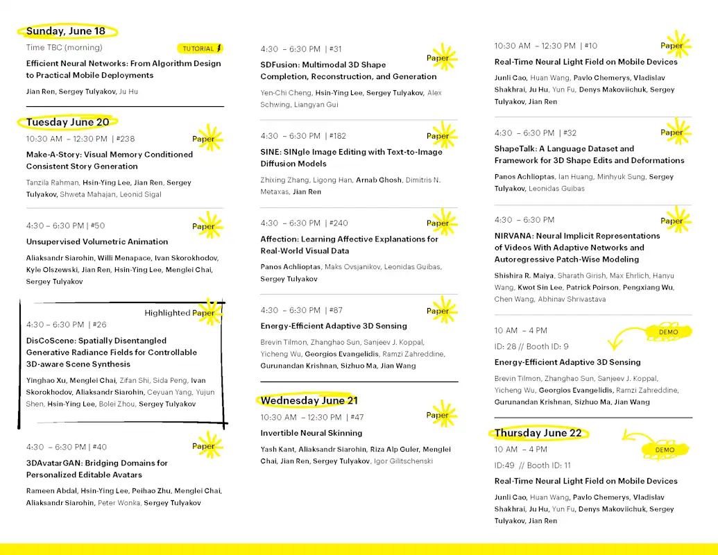 Snap-led sessions at CVPR 2023.