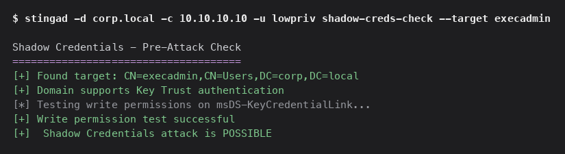Stingad Shadow Creds Check
