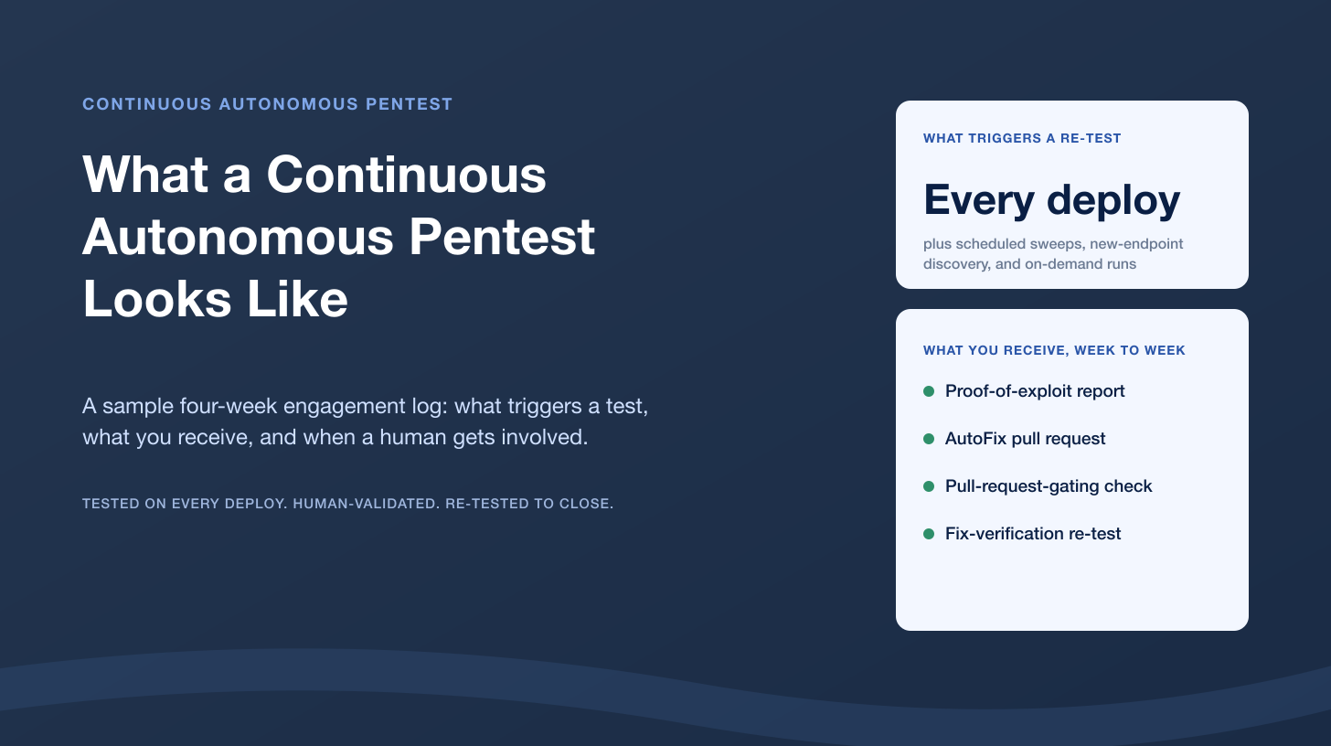 What a Continuous Autonomous Pentest Looks Like: A Sample Four Week Engagement Log