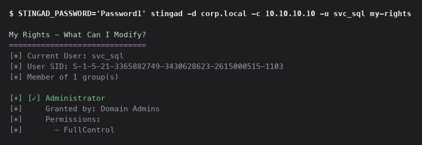 Stingad My Rights Domain Admin