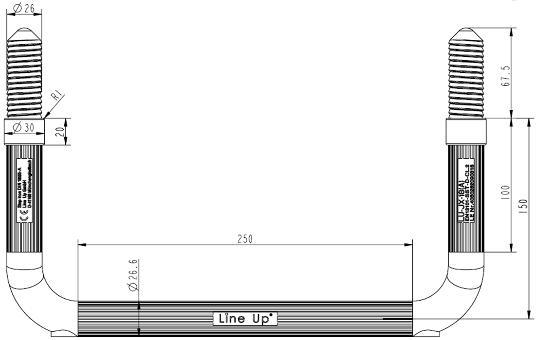 Steigbügel Edelstahl V4A, rot, Form A (baugleich MSU), Kl.2