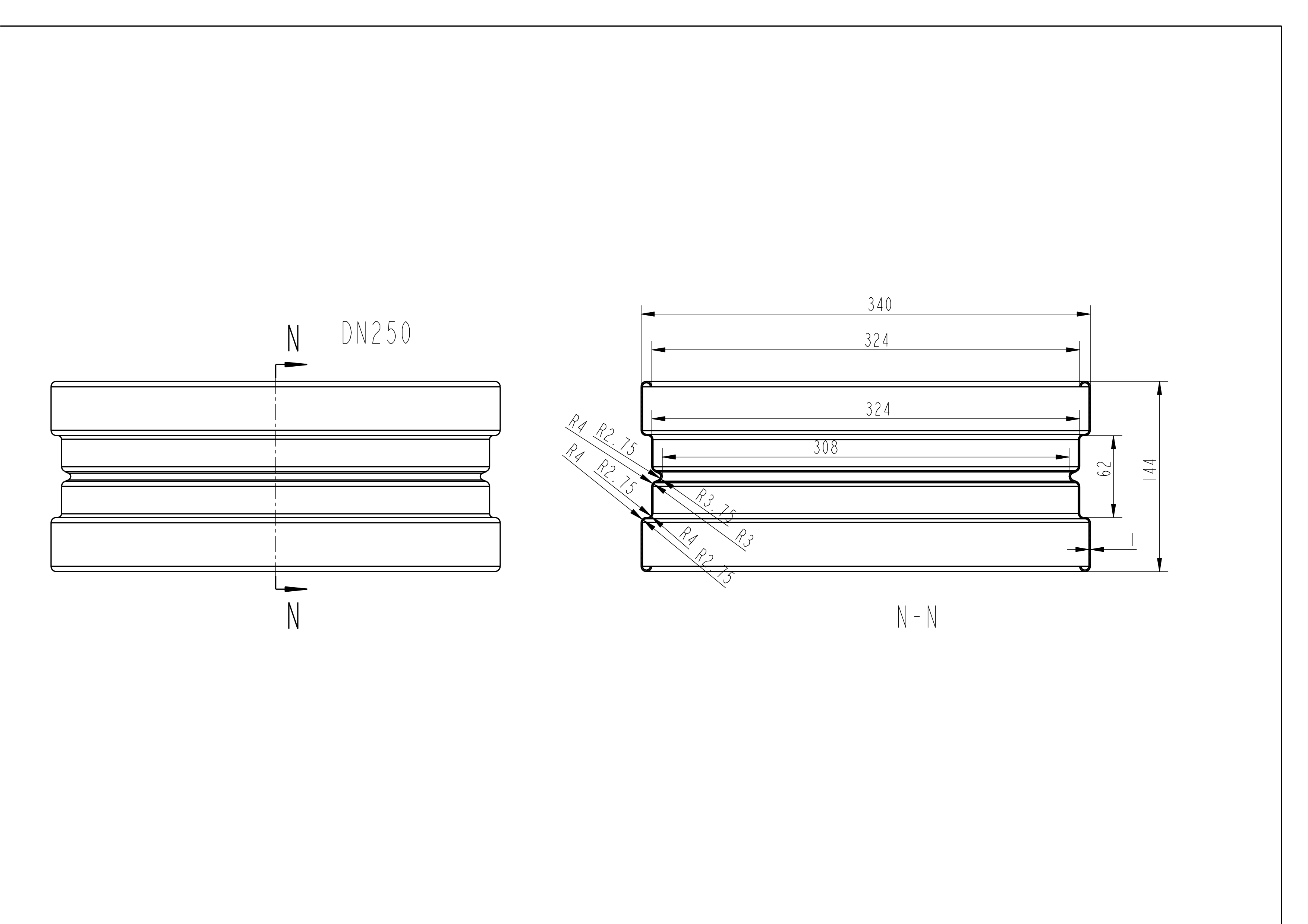 Stainless steel DN 250 vitrified clay pipe coupling