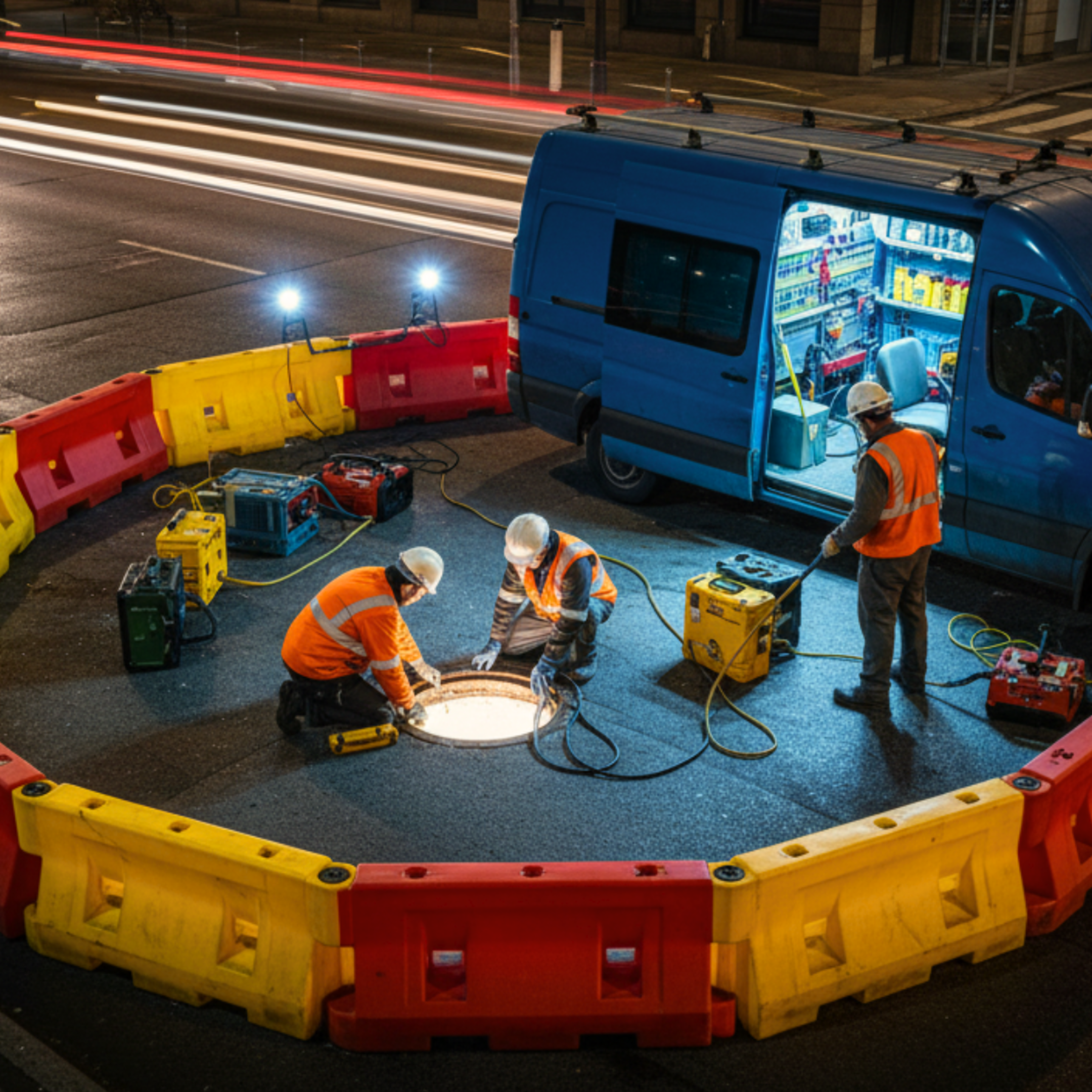 Arbeiter auf Straße Bild