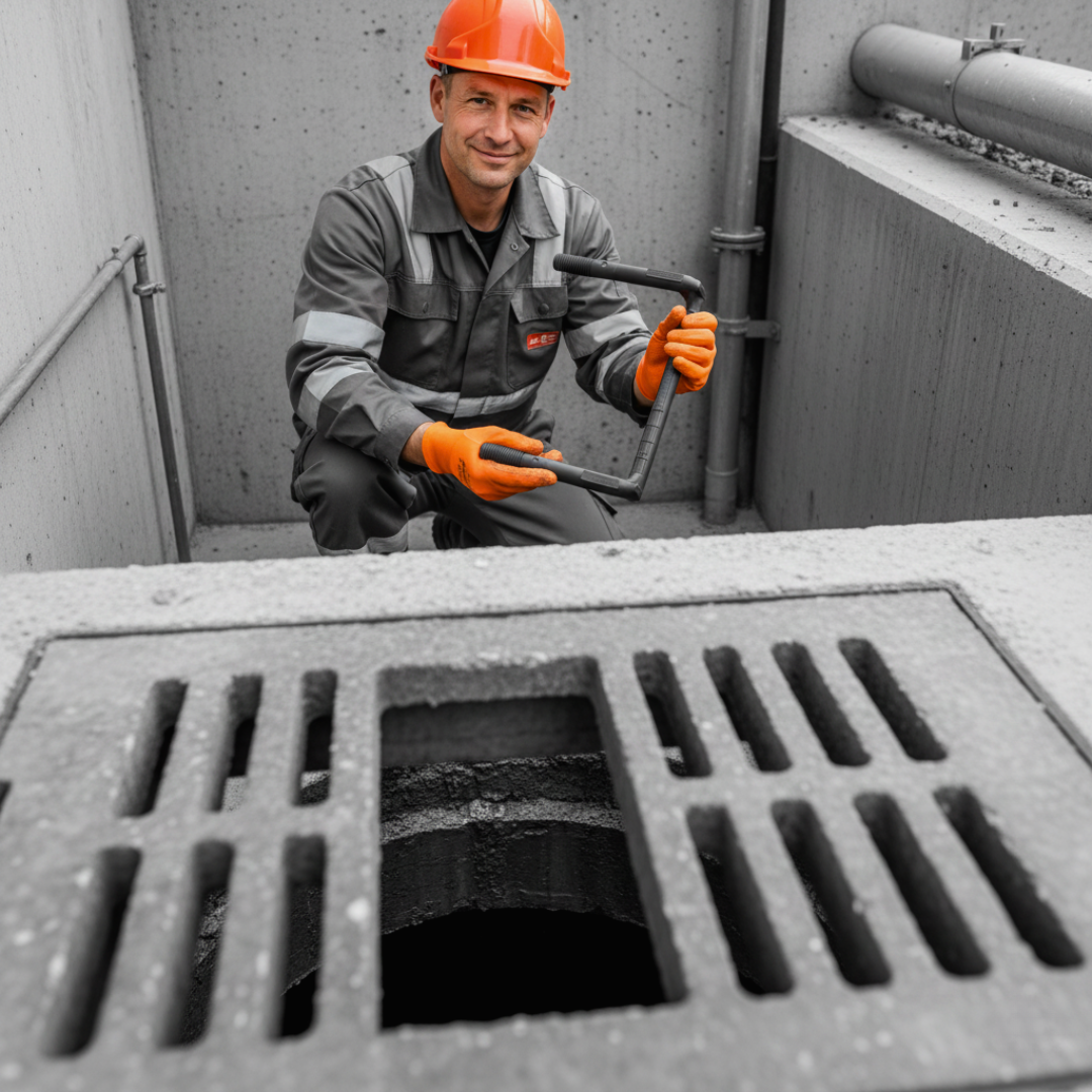 Arbeiter mit Steigbügel