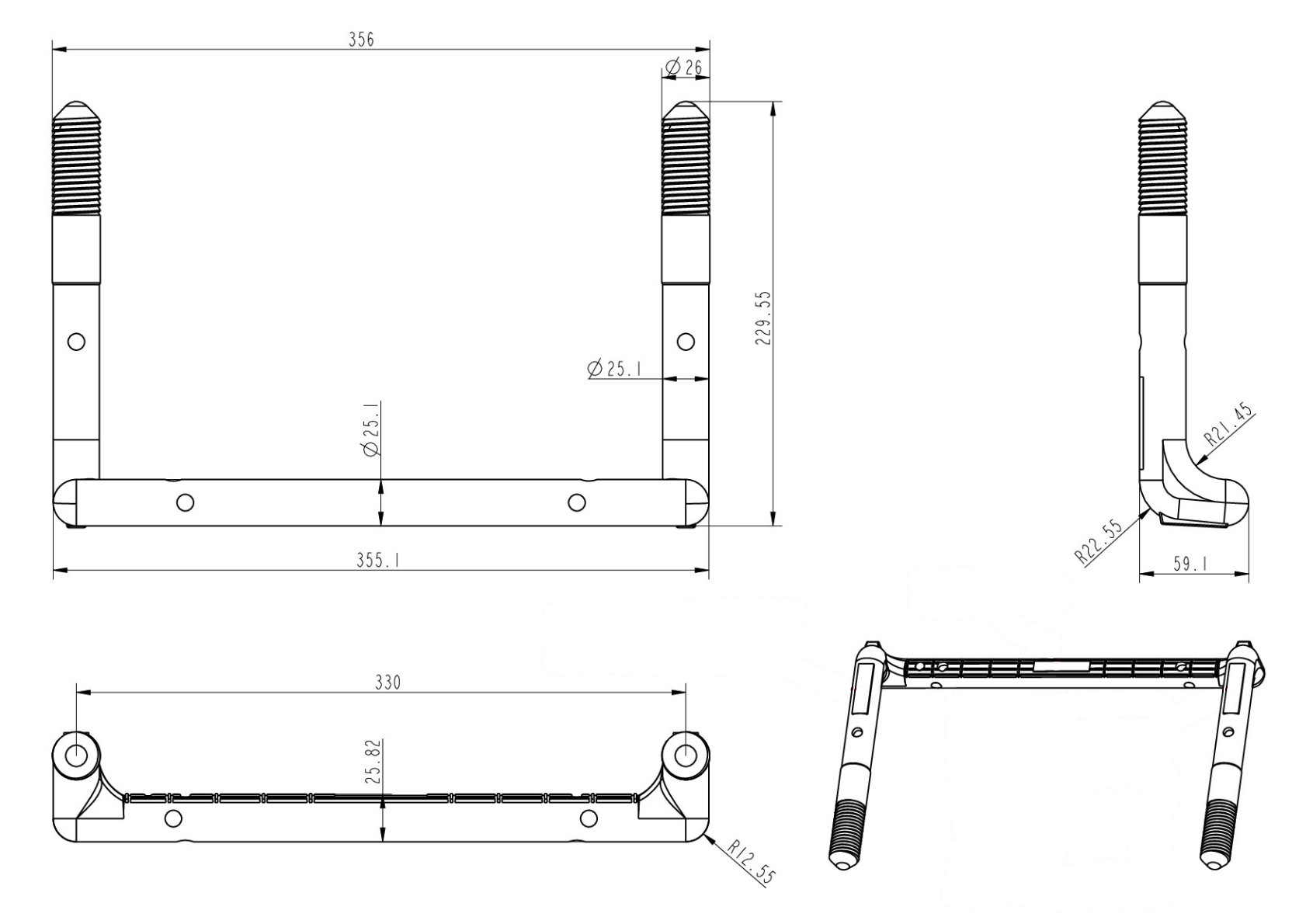 Steigbügel Stahl, schwarz, Form A, Kl.2