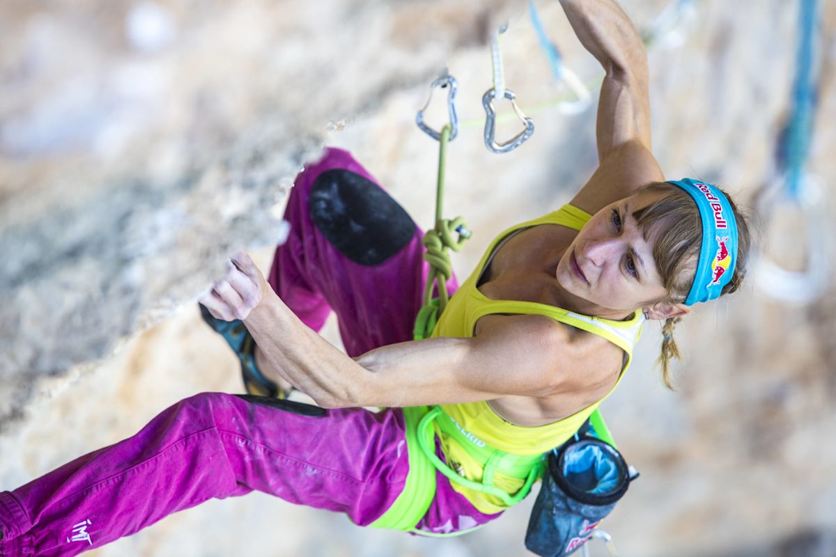 Angy Eiter climbing Planta de Shiva 9b. Villanueva del Rosario (Spain)