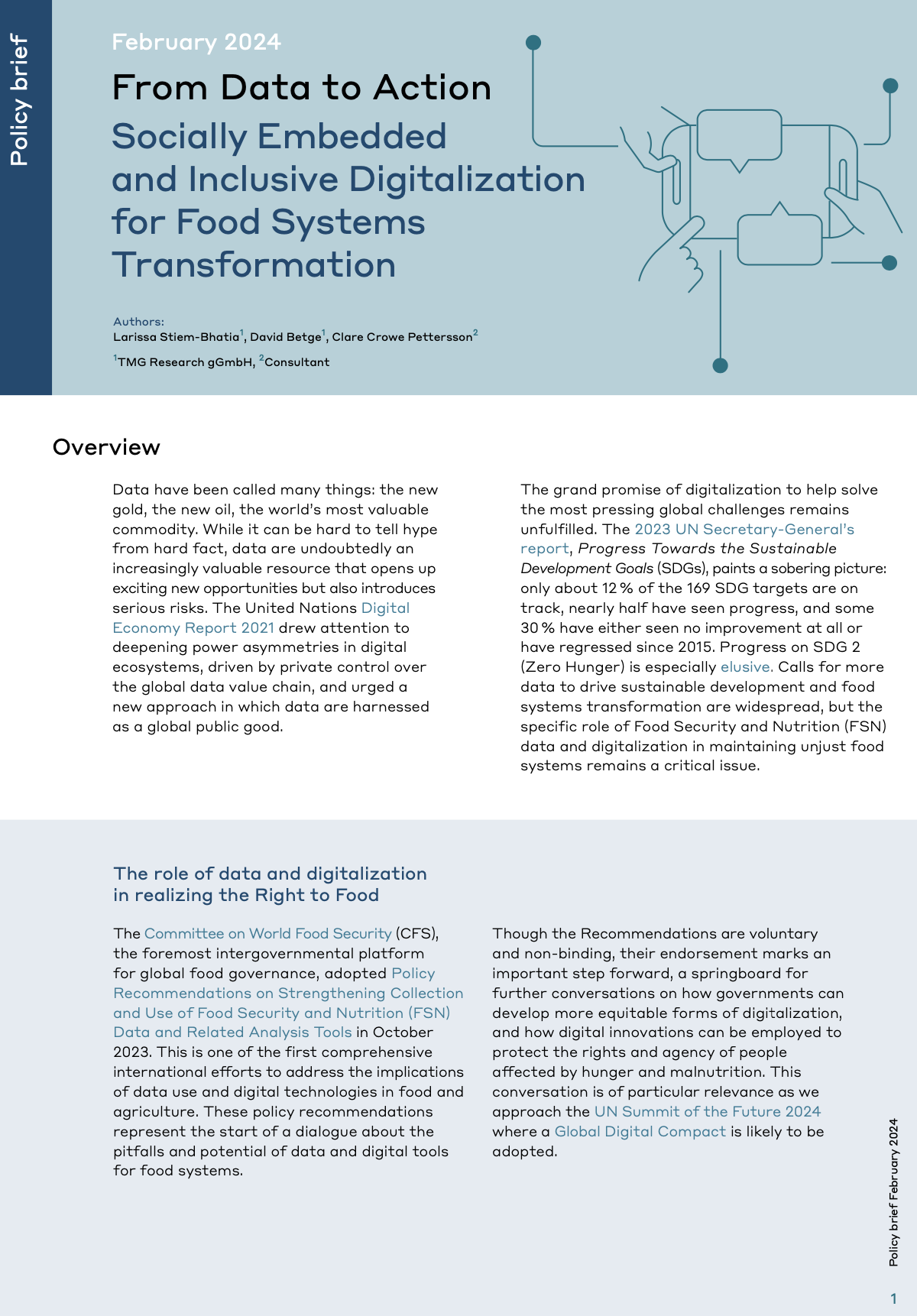 From Data to Action Socially Embedded and Inclusive Digitalization for Food Systems Transformation