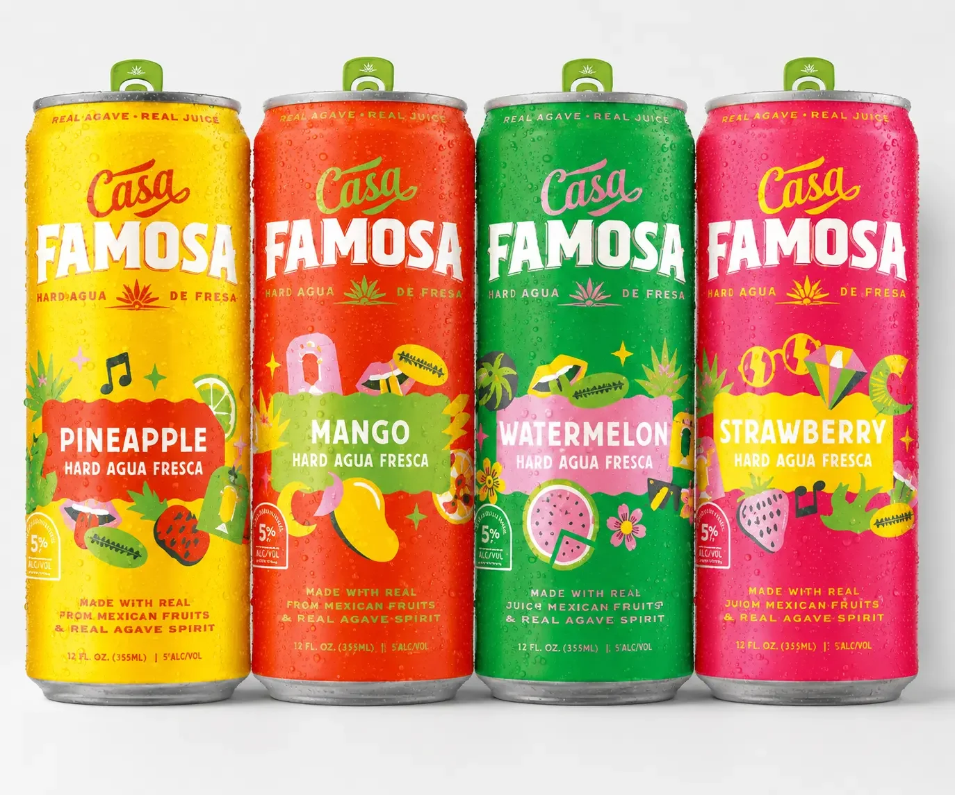 Casa Famosa cans in pineapple, mango, watermelon and strawberry