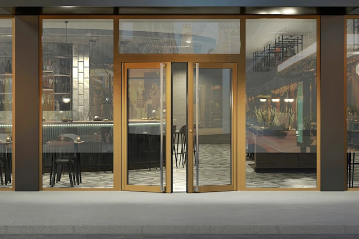 Puerta con apertura simultánea