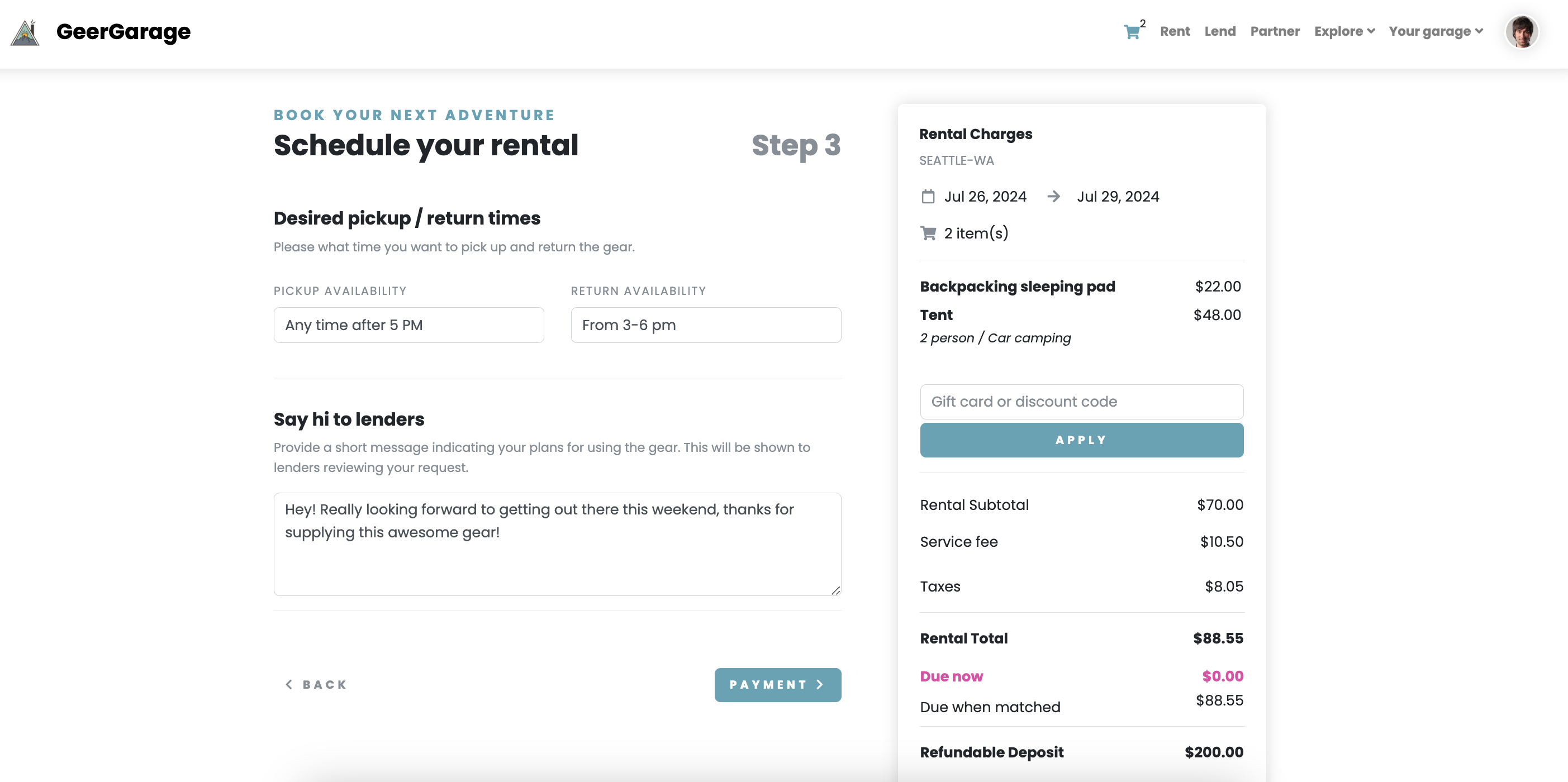 Renting- Screenshot Step 6