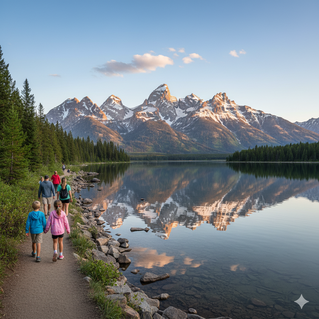 Hikers on Jenny Lake