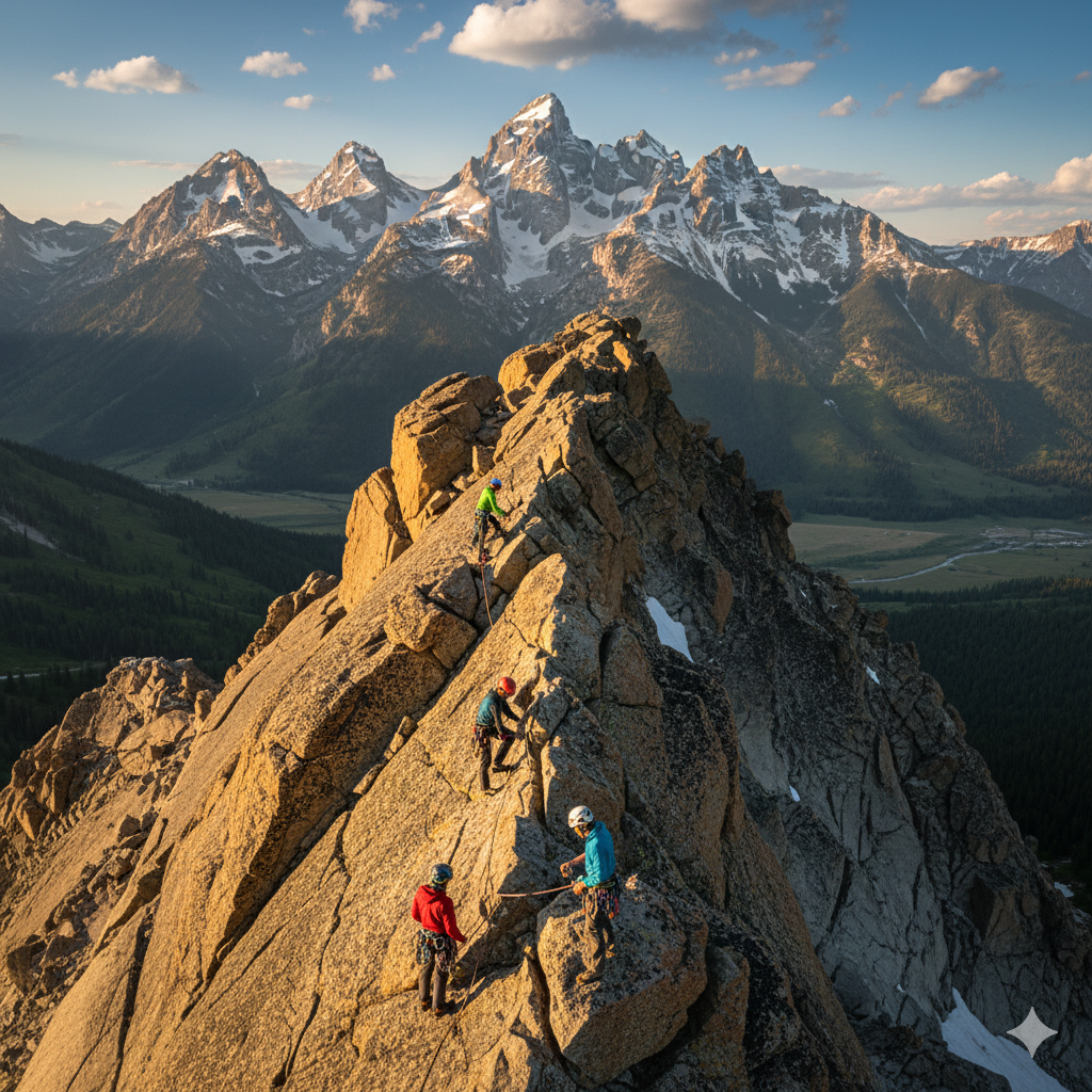 Climbers on Symmetry Spire
