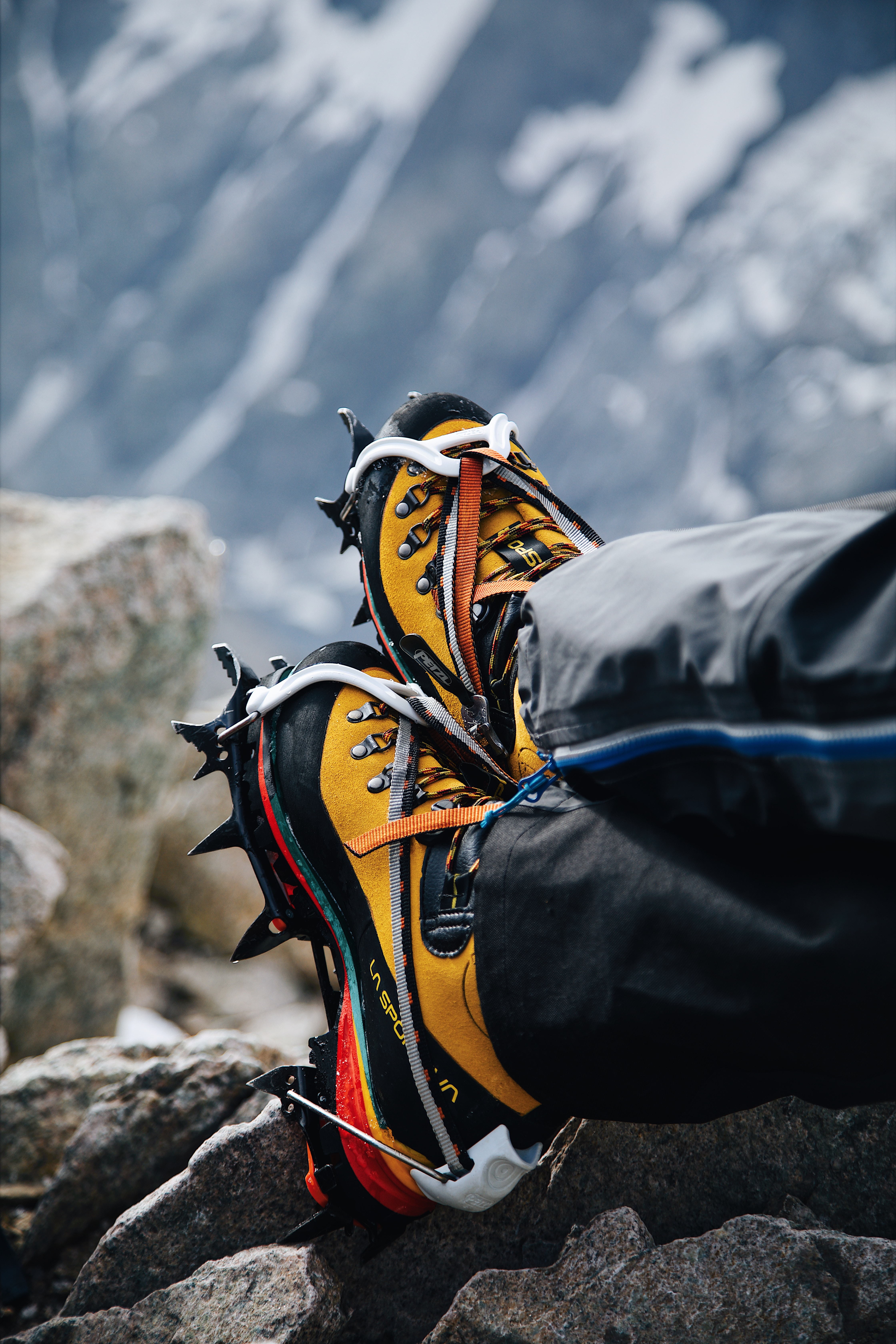 Crampons on boots