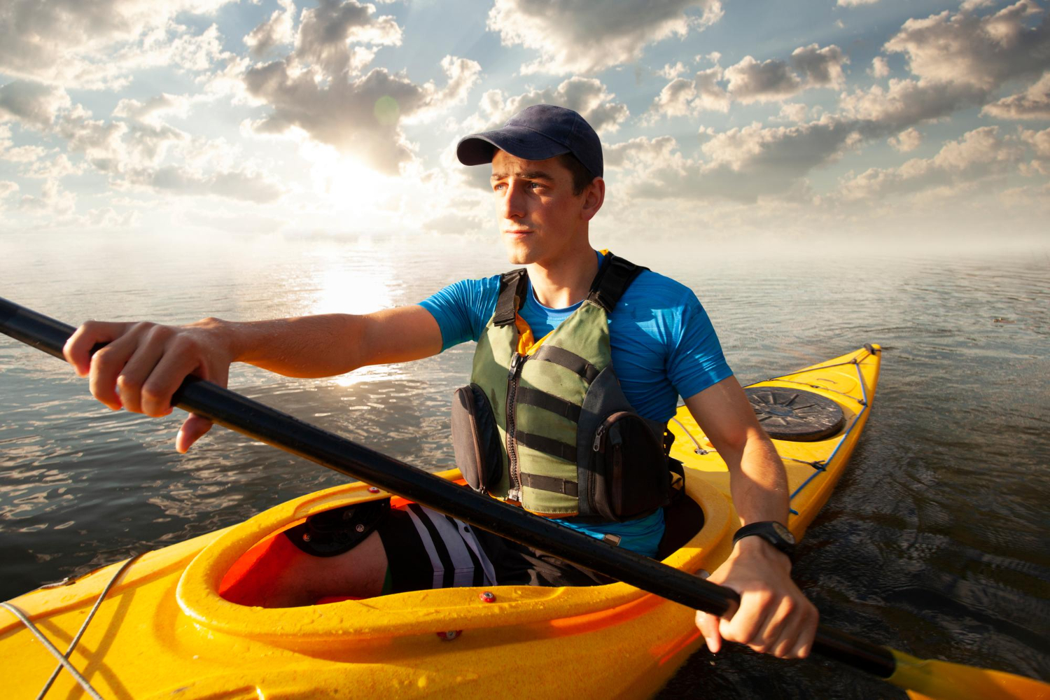 man kayaking