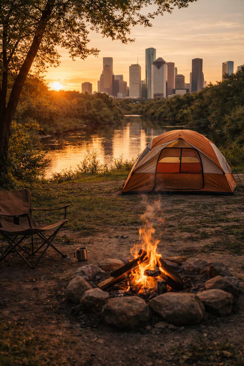 Golden hour campsite