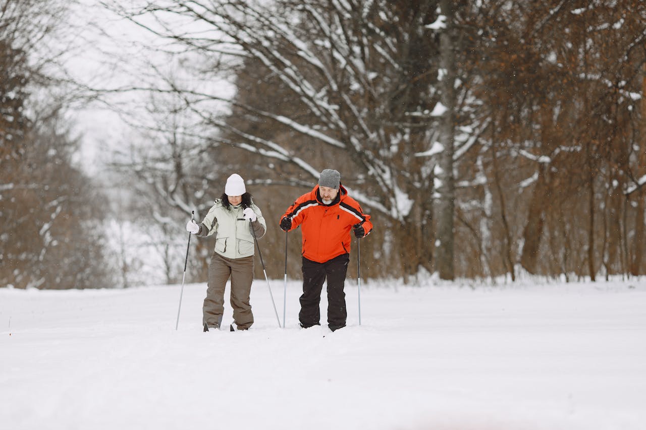 couple snowshoeing | couple snowshoeing