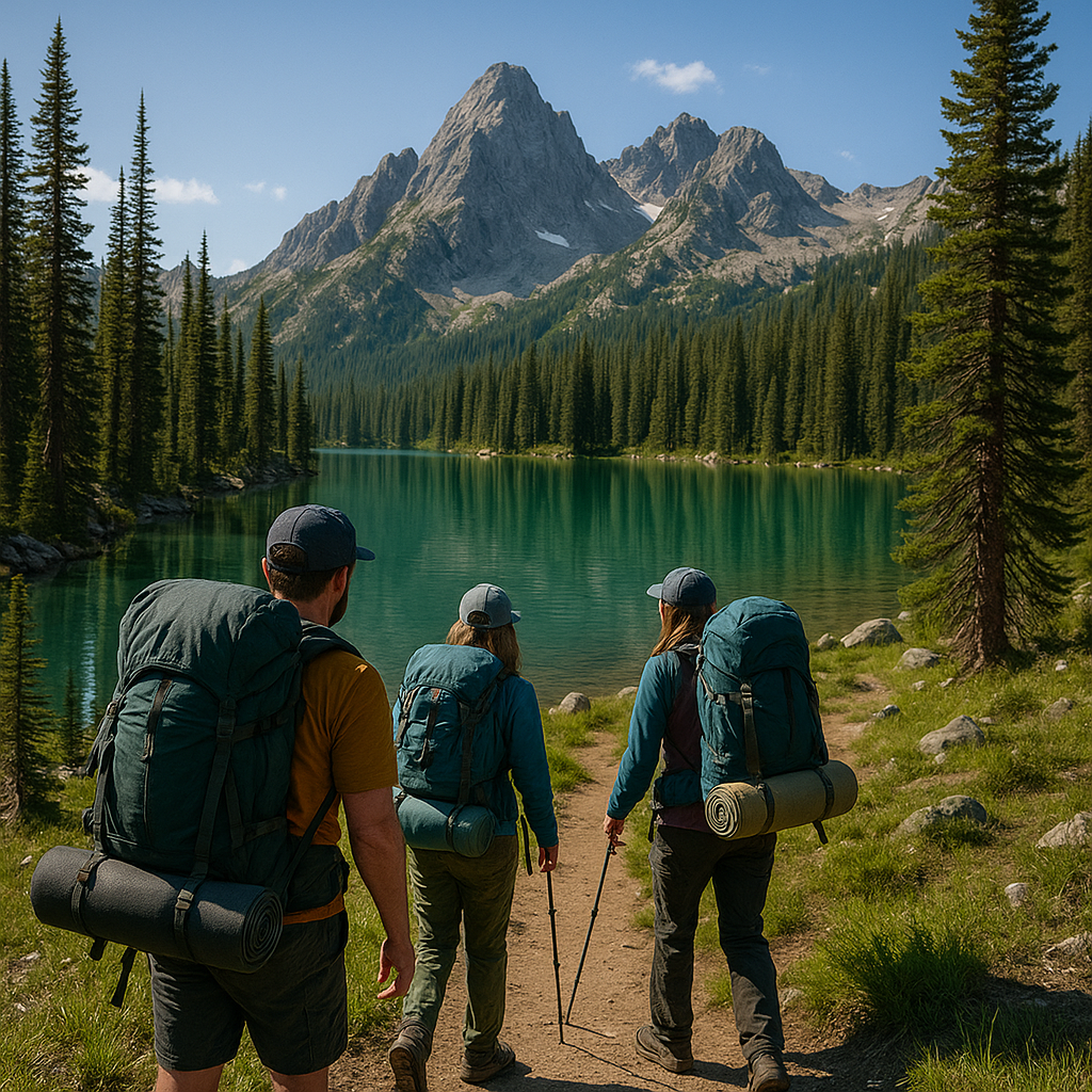 Backpackers exploring remote wilderness areas
