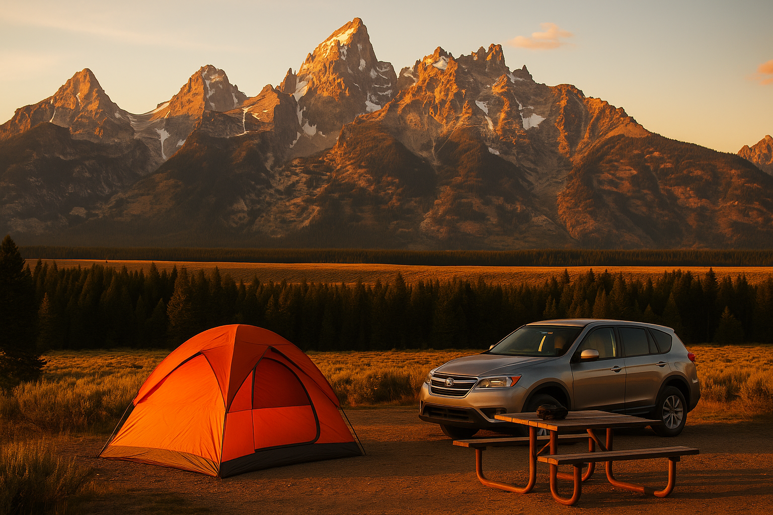 Campsite setup showing tent