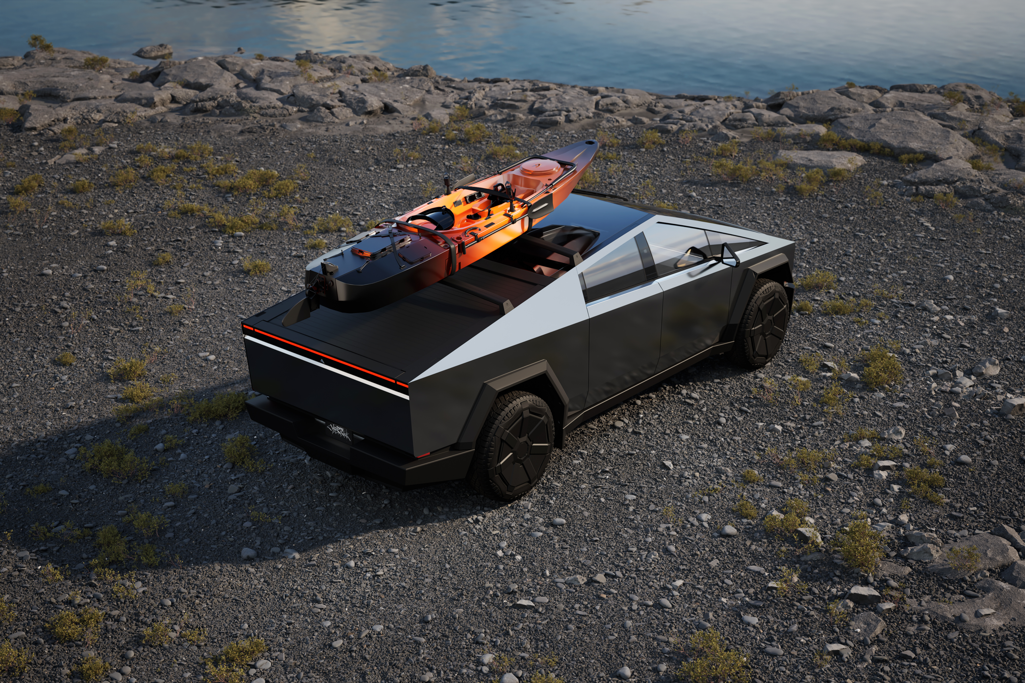 Tesla Cybertruck with Kayak 