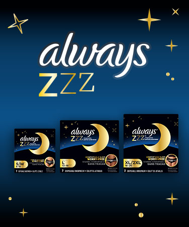 Always ZZZs Overnight Underwear Products