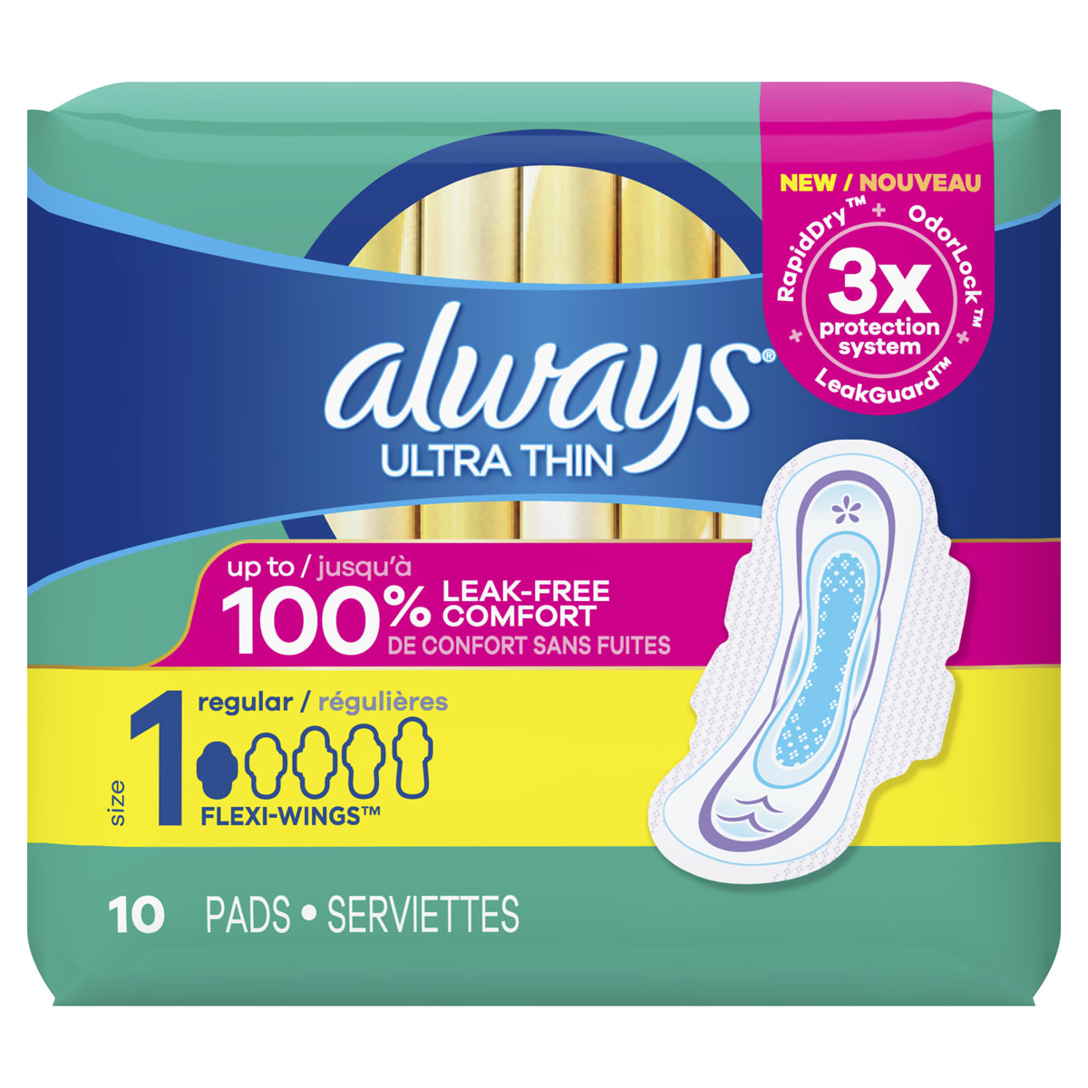 Always Pads, Ultra Thin, Flexi-Wings, Extra-Heavy Overnight, Size
