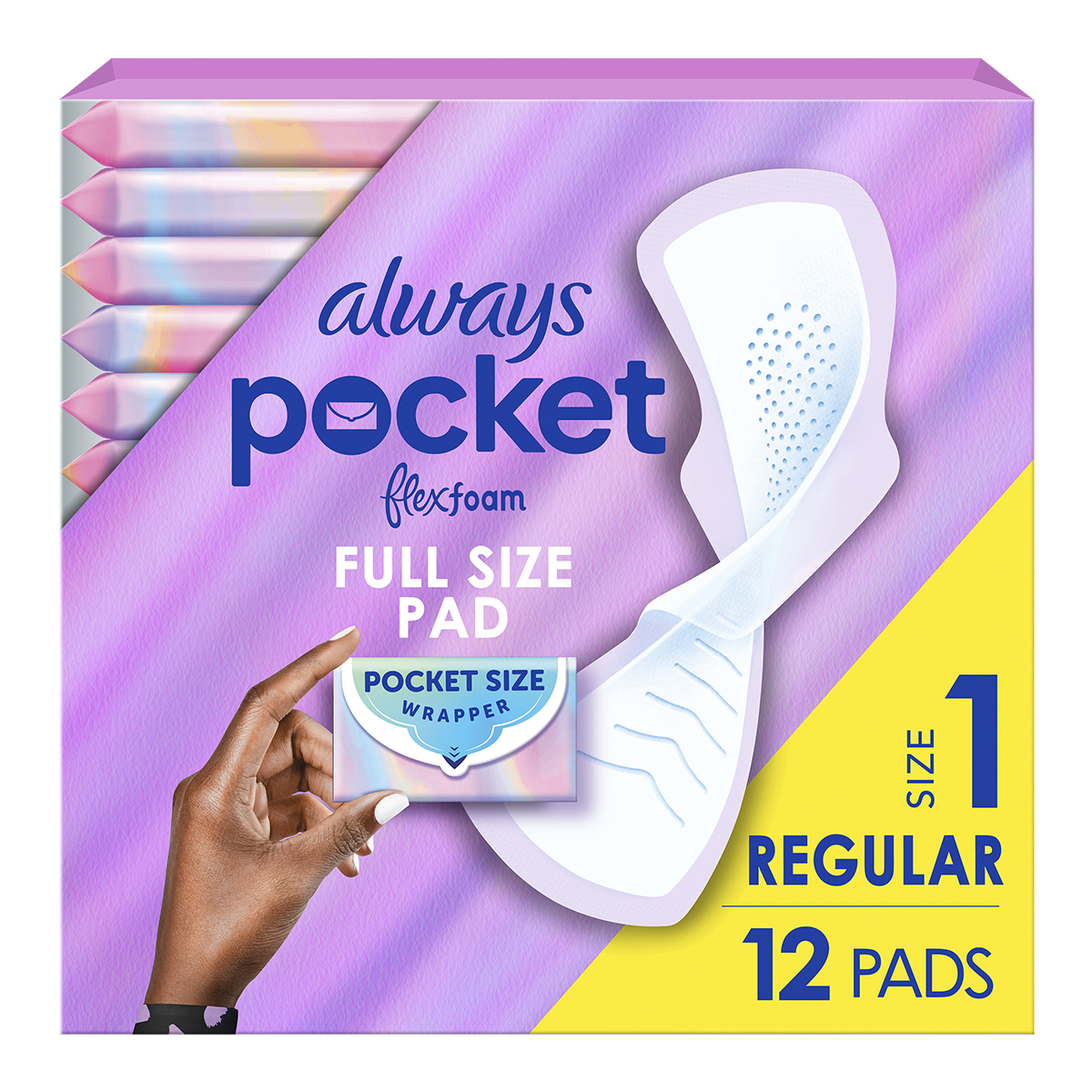 Always Pocket Flexfoam Pads, Size 1, Regular, with Wings 12ct