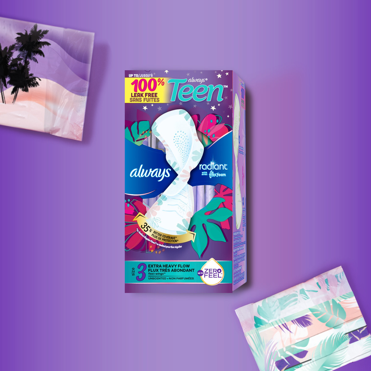 Always Radiant Teen Pads Get Extra Heavy Packshot