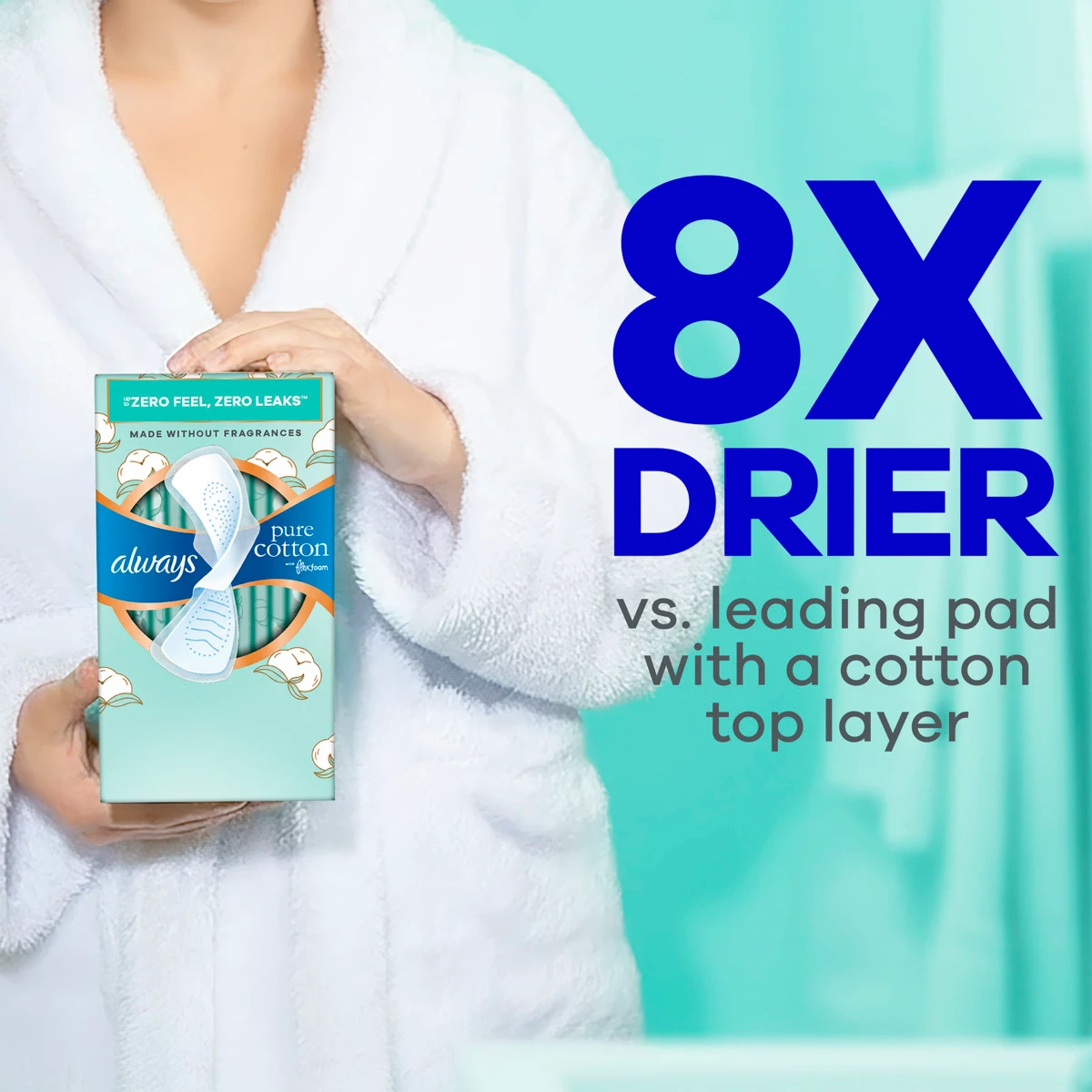 Always Pure Cotton with FlexFoam Size 1 Regular Flow Pads with Wings,  Unscented| Always®