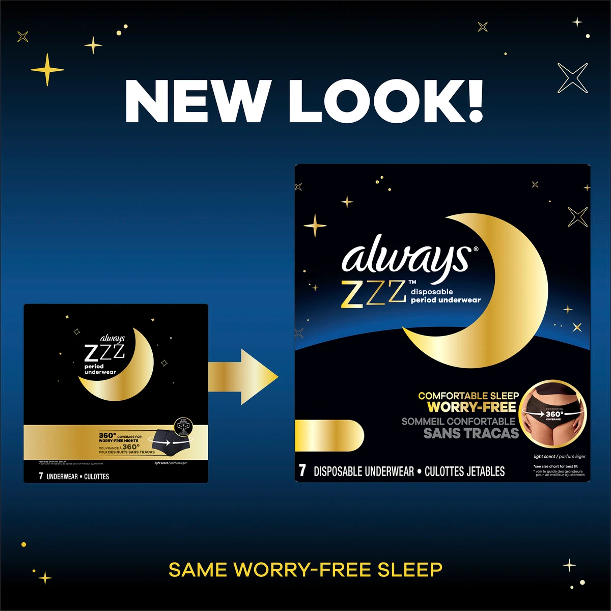 Always ZZZ Disposable Overnight Period Underwear for Women Size L 