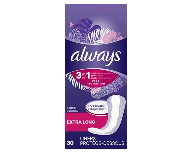 Always Xtra Protection 3-in-1 Daily Liners Extra Long Deodorizing