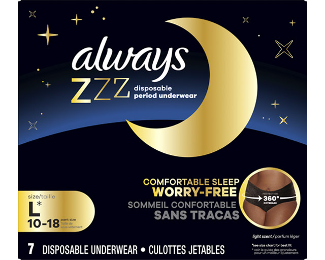 Always ZZZ Overnight Disposable Period Underwear L