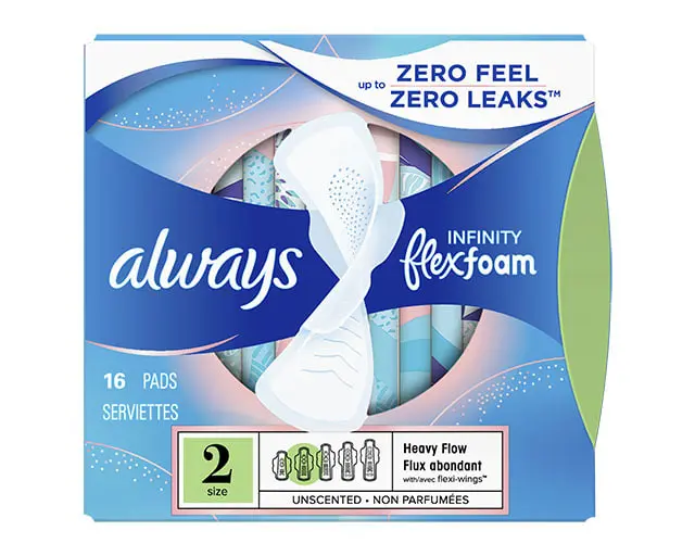 Always FlexFoam Pads for Women, Extra Heavy Overnight, with Wings