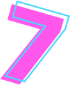 The number seven in pink and blue.