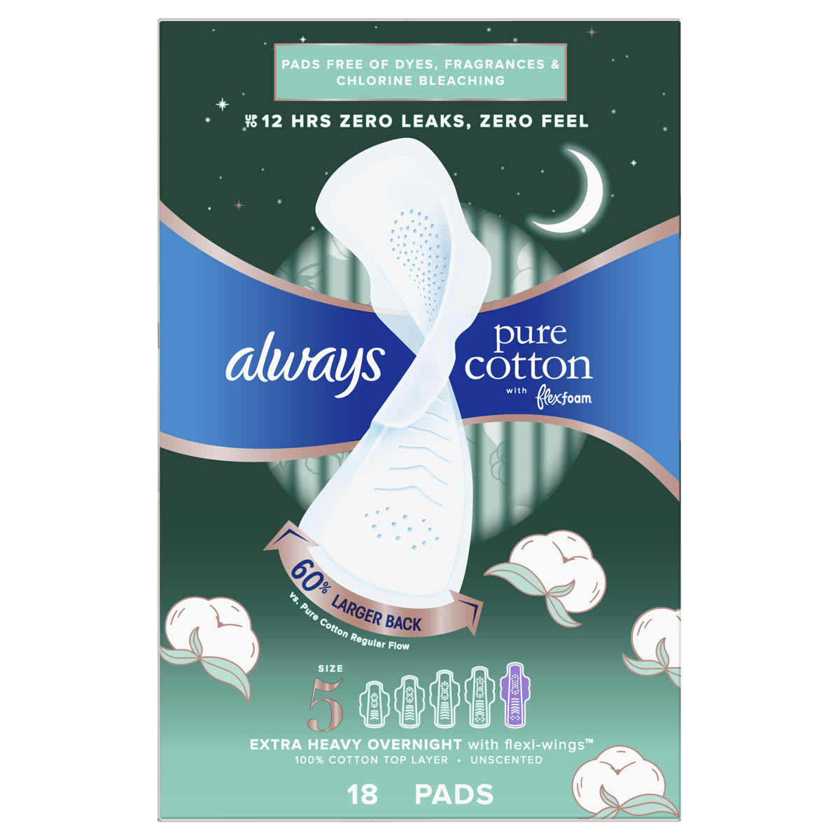 Always, ZZZs Overnight Disposable Period Pads For Women, Size 6, With  Wings, 10 Count : : Health & Personal Care