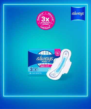 Feminine Pad Always® Maxi Regular Absorbency - Careway Medical Supply