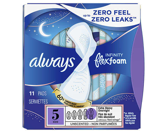 Always Infinity Size 5 Extra Heavy Overnight Pads With Wings | Always®