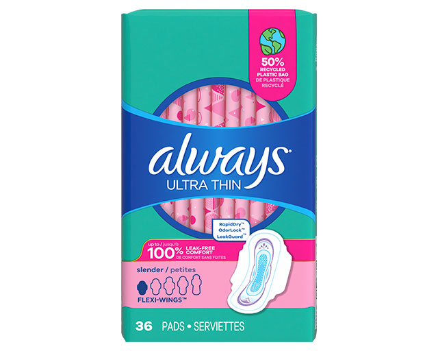 Always Ultra Thin Slender Pads With Wings, Unscented